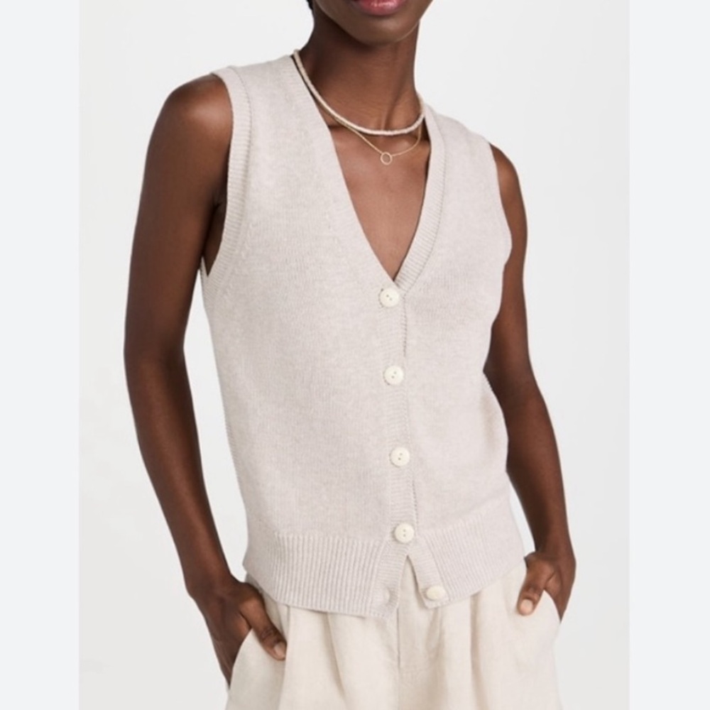 Alex Mill Emilia Sweater Vest Oatmeal Cotton Linen - Picture 2 of 9